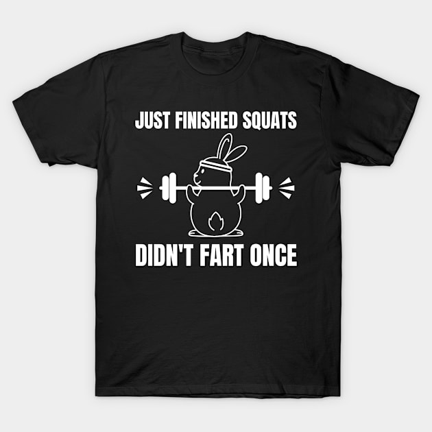 Funny Bunny Workout Squats Gym Wear T-Shirt by BuddyandPrecious